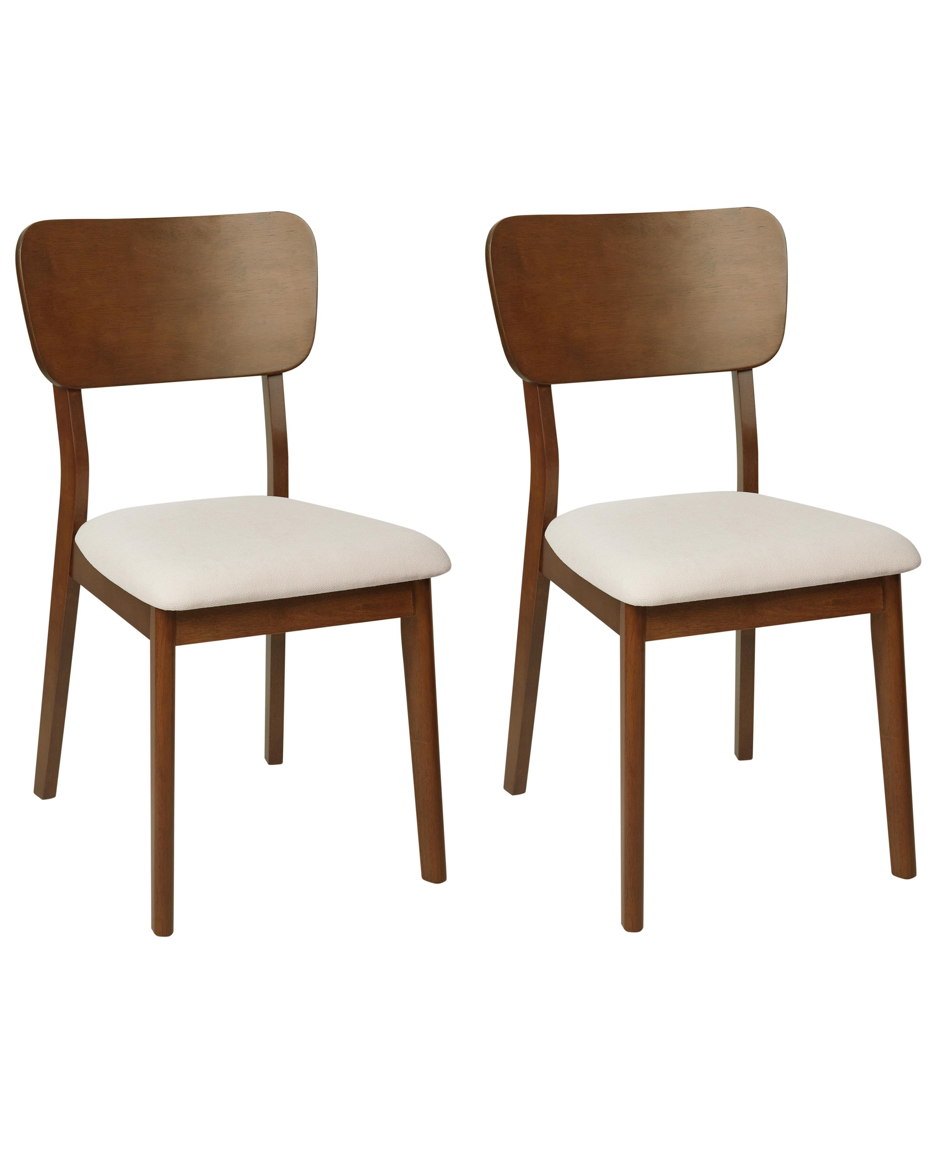 Set of 2 Dining Chairs MINIER Wood Dark Brown/ Beige