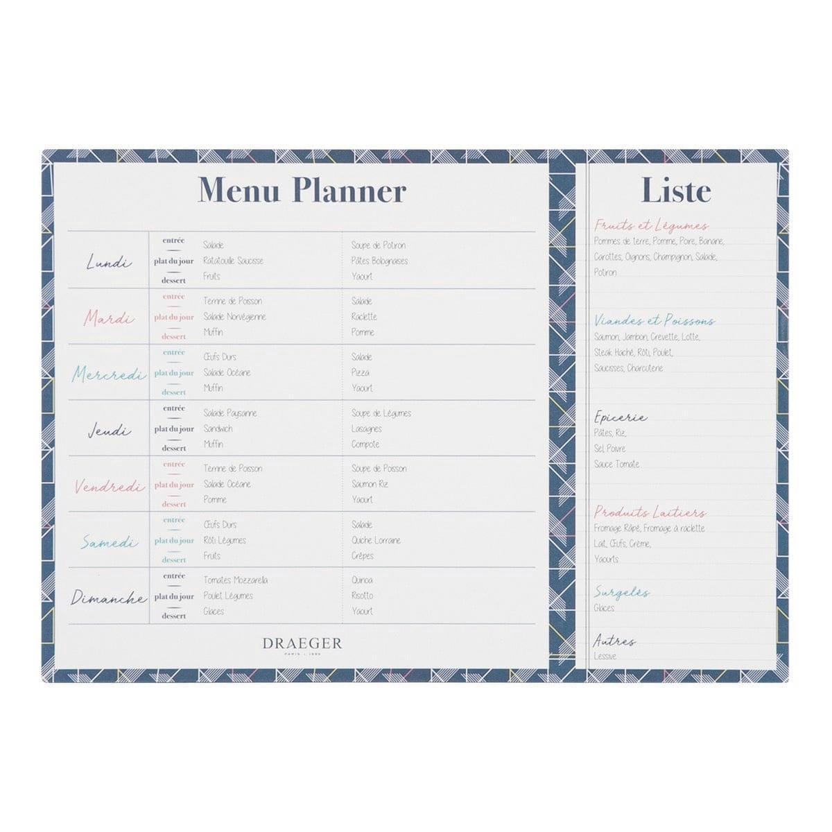 - Menu Planner - Bleu Marine