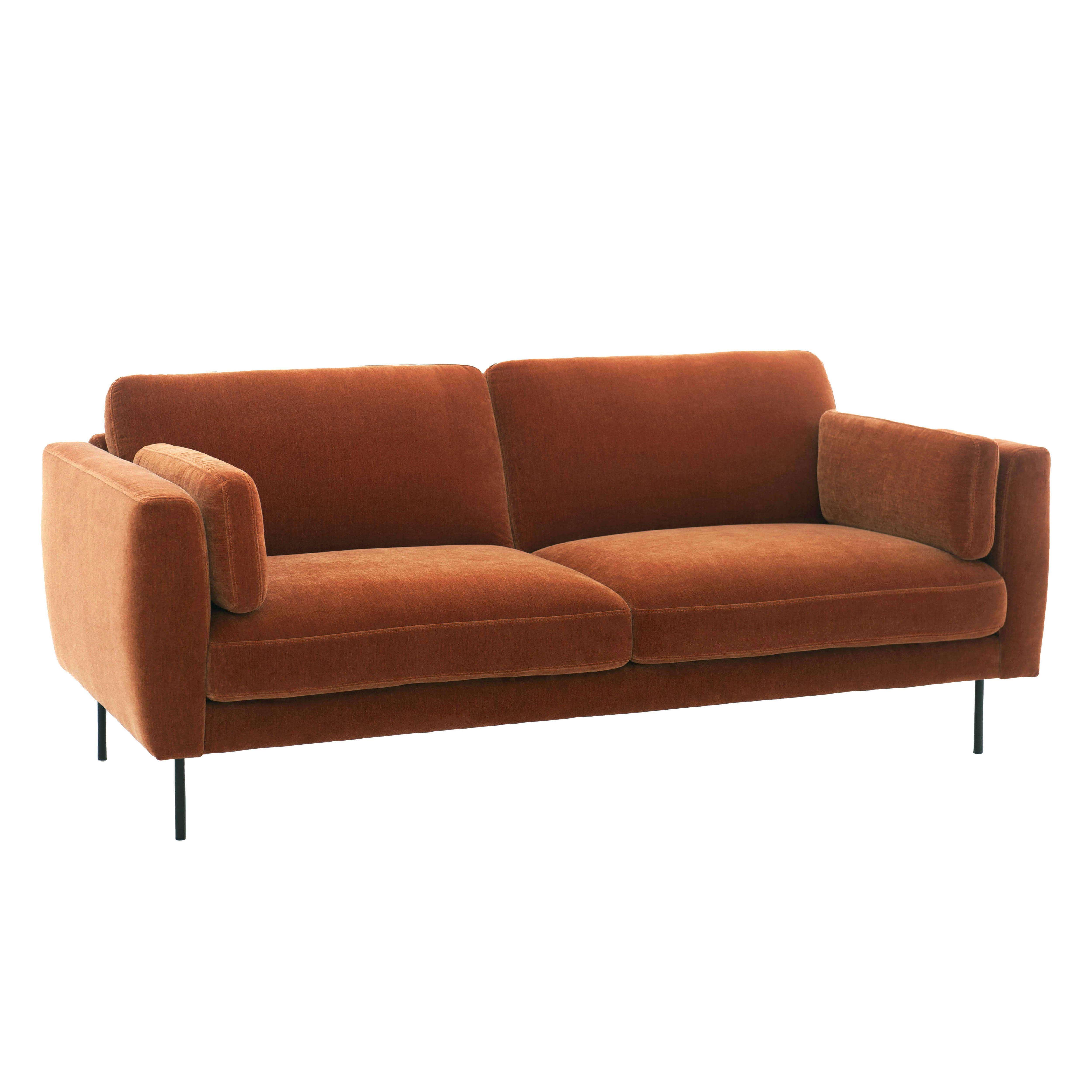 LARS - Canapé en velours 3 places rouille