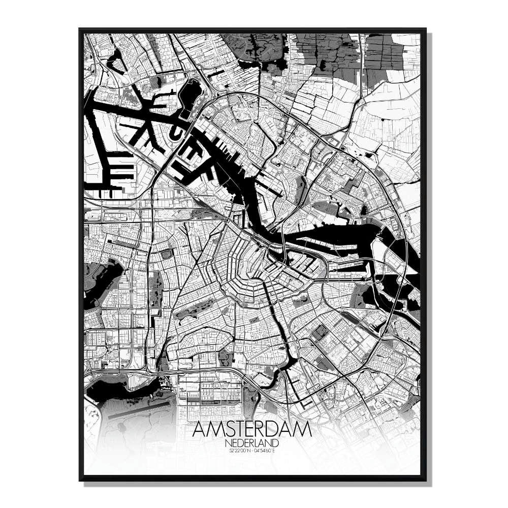 - Affiche Amsterdam Carte N&B 40x50