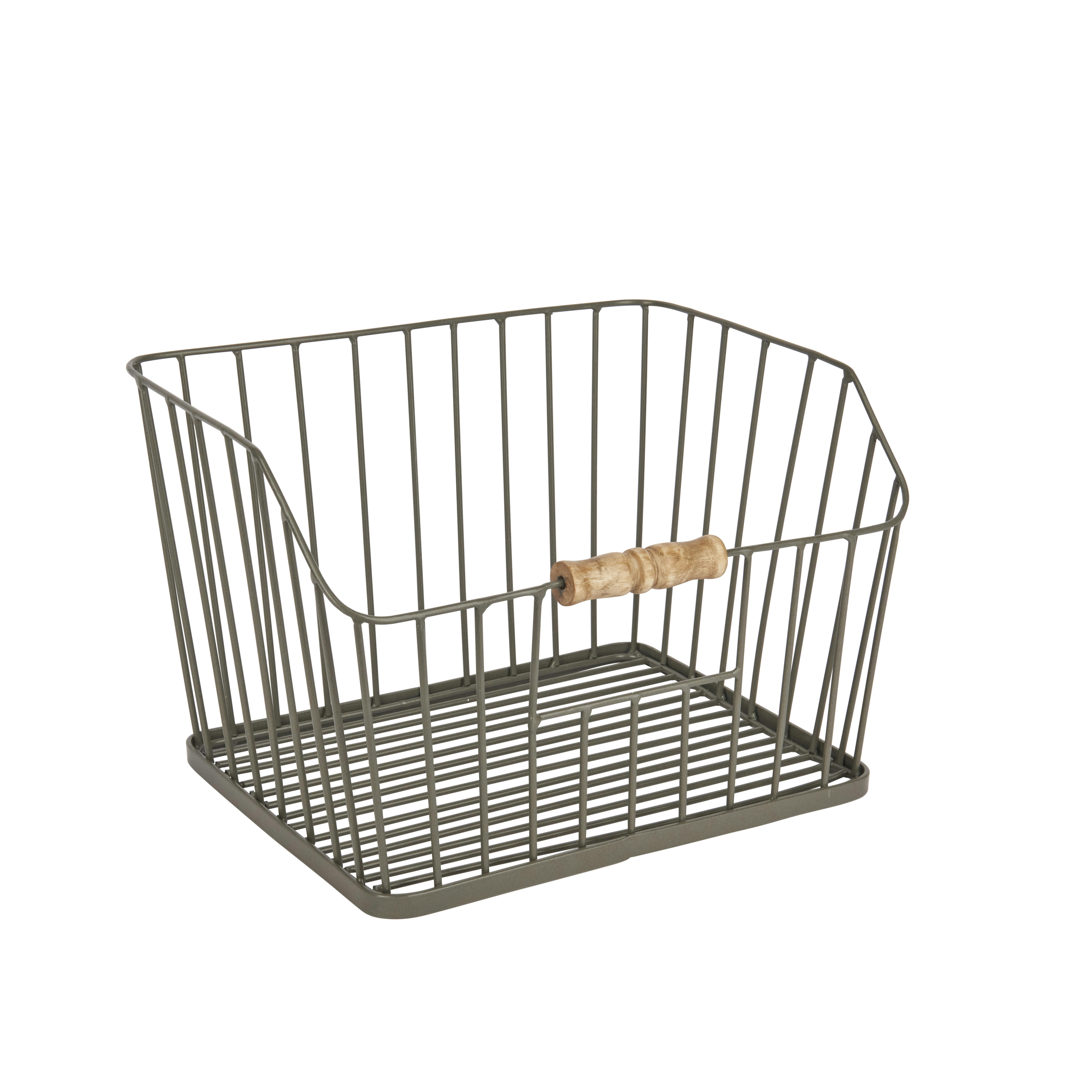 - Panier de rangement polyvalent en grille métallique gris