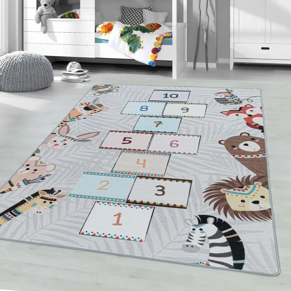 Play Hinkel Speeltapijt - 80x120 cm - Grijs - Vloerkleed Kinderkamer