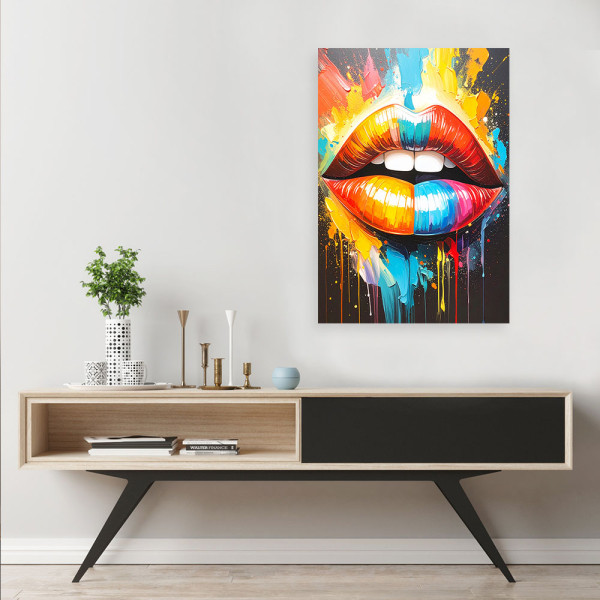 Feeby Obraz do salonu sypialni, Kolorowe usta efekt farby olejnej 40x60