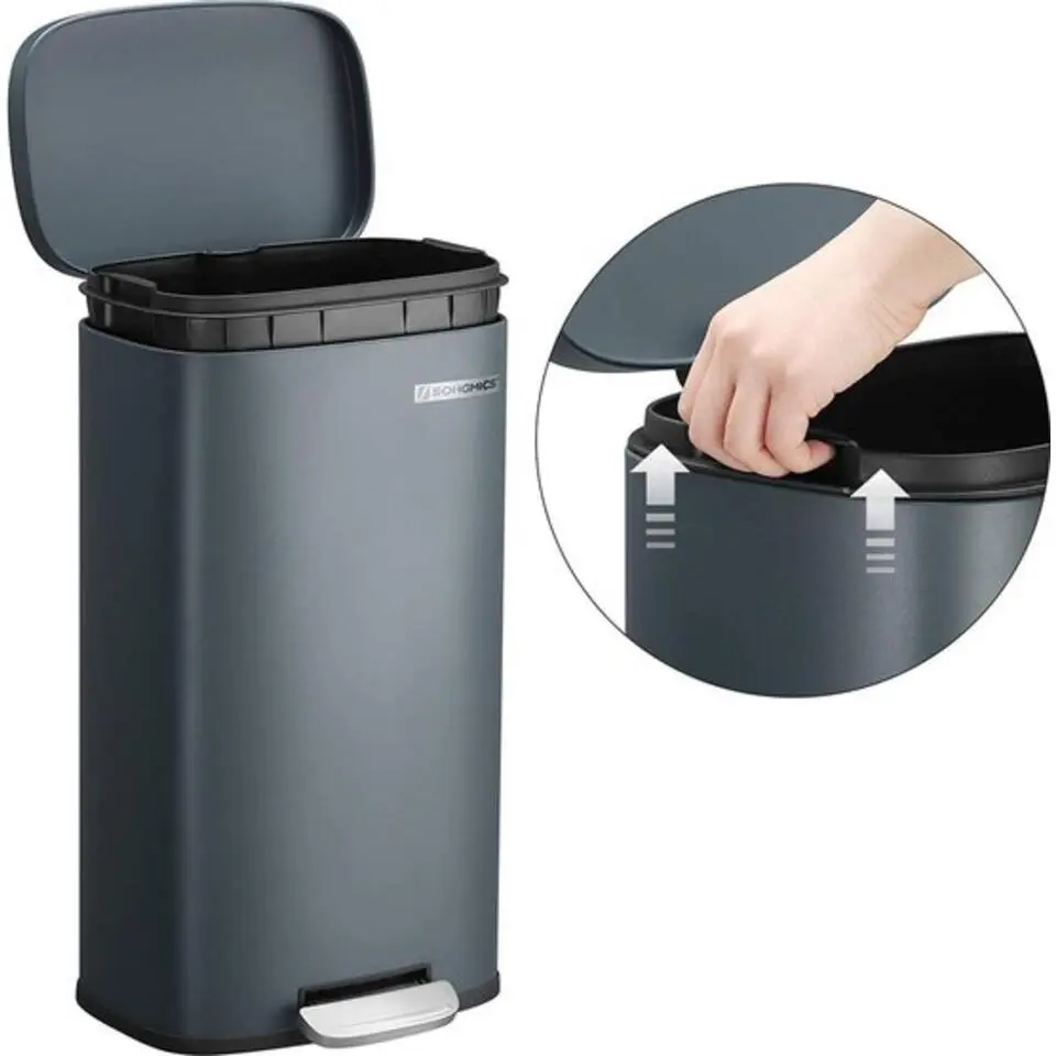 Parya home Afvalemmer 30L afvalemmer met pedaal kunststof emmer