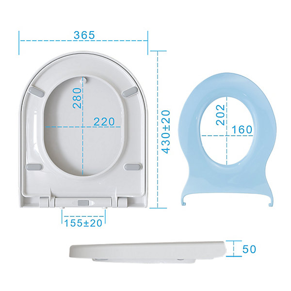 Abattant WC Familial TODOT Forme D Déclipsable avec Frein de chute Siège Enfant Bleu Retirable
