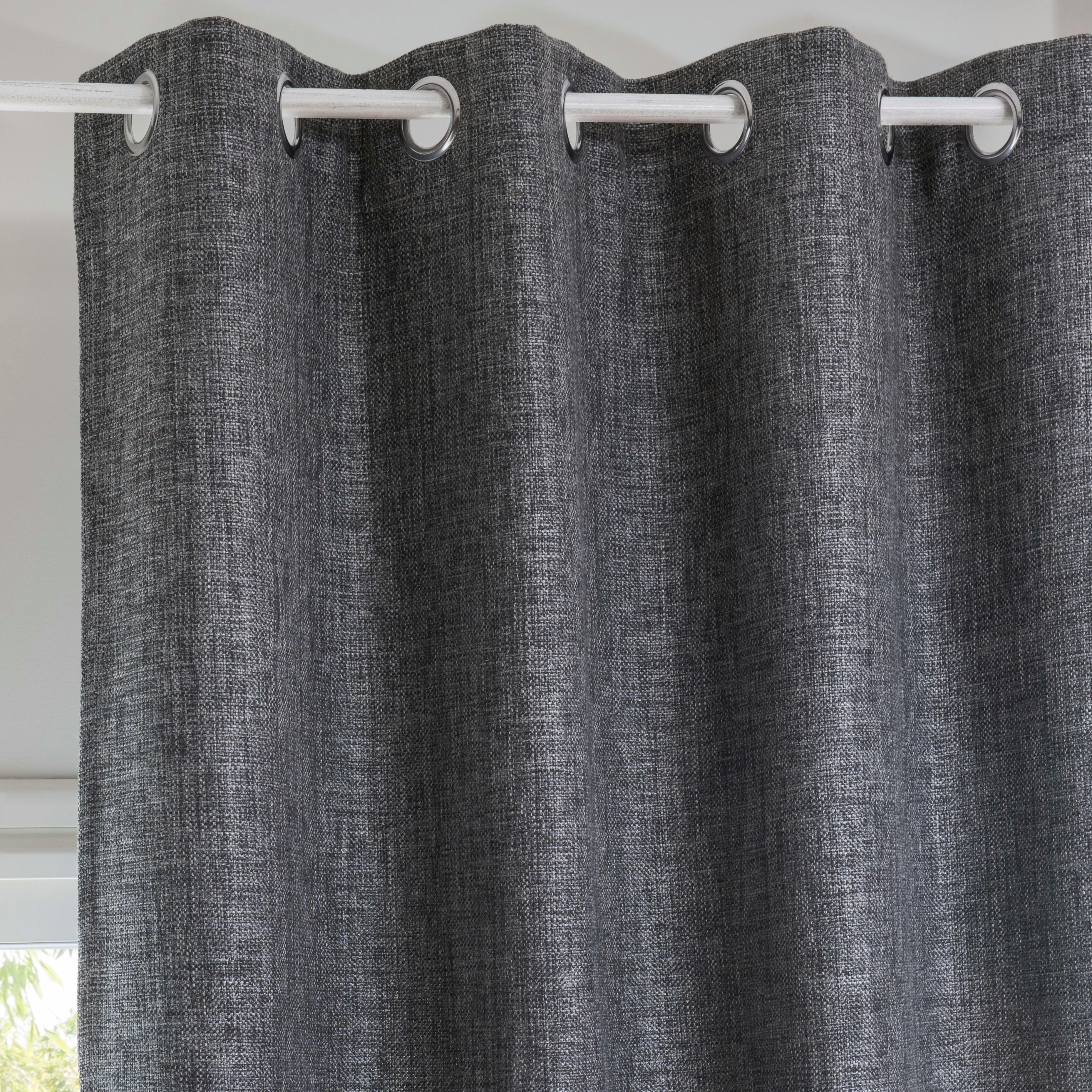 ANDY - Rideau à œillets gris anthracite à l'unité 130x300
