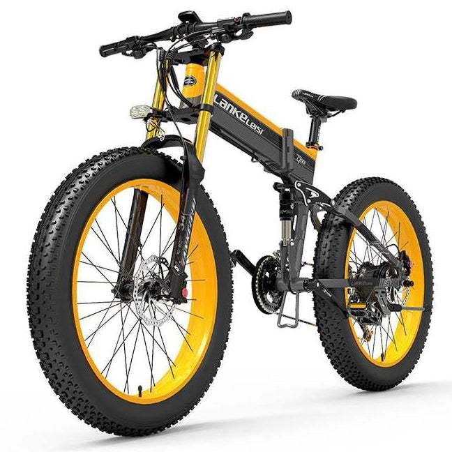Lankeleisi XT750 Plus 1000W 26 Fatbike Dual Crown Fork Faltbares E-Mountainbike 17,5Ah(Yellow)