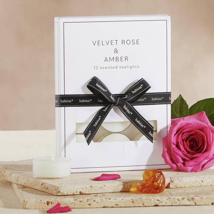 Habitat Pack of 12 Tealight Candles - Velvet Rose & Amber