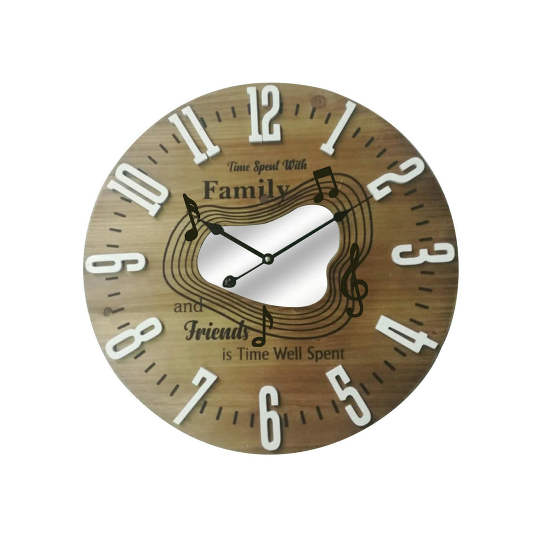 - Horloge murale à notes musicales effet bois blanc et marron ø 50 cm