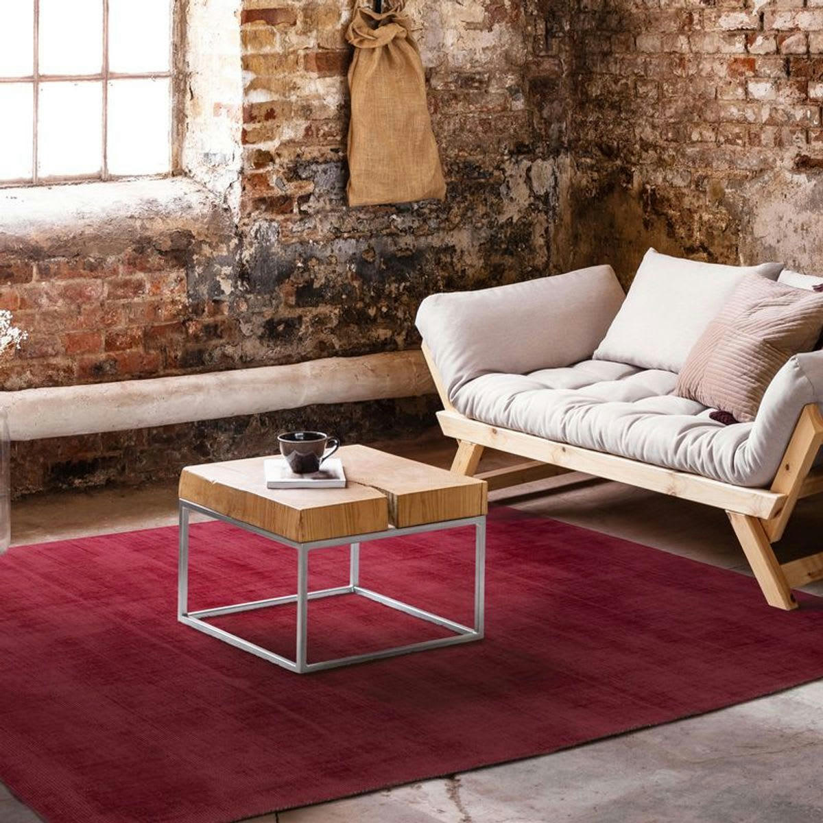 SANTAL - Tapis aspect velours burgundy 160x230