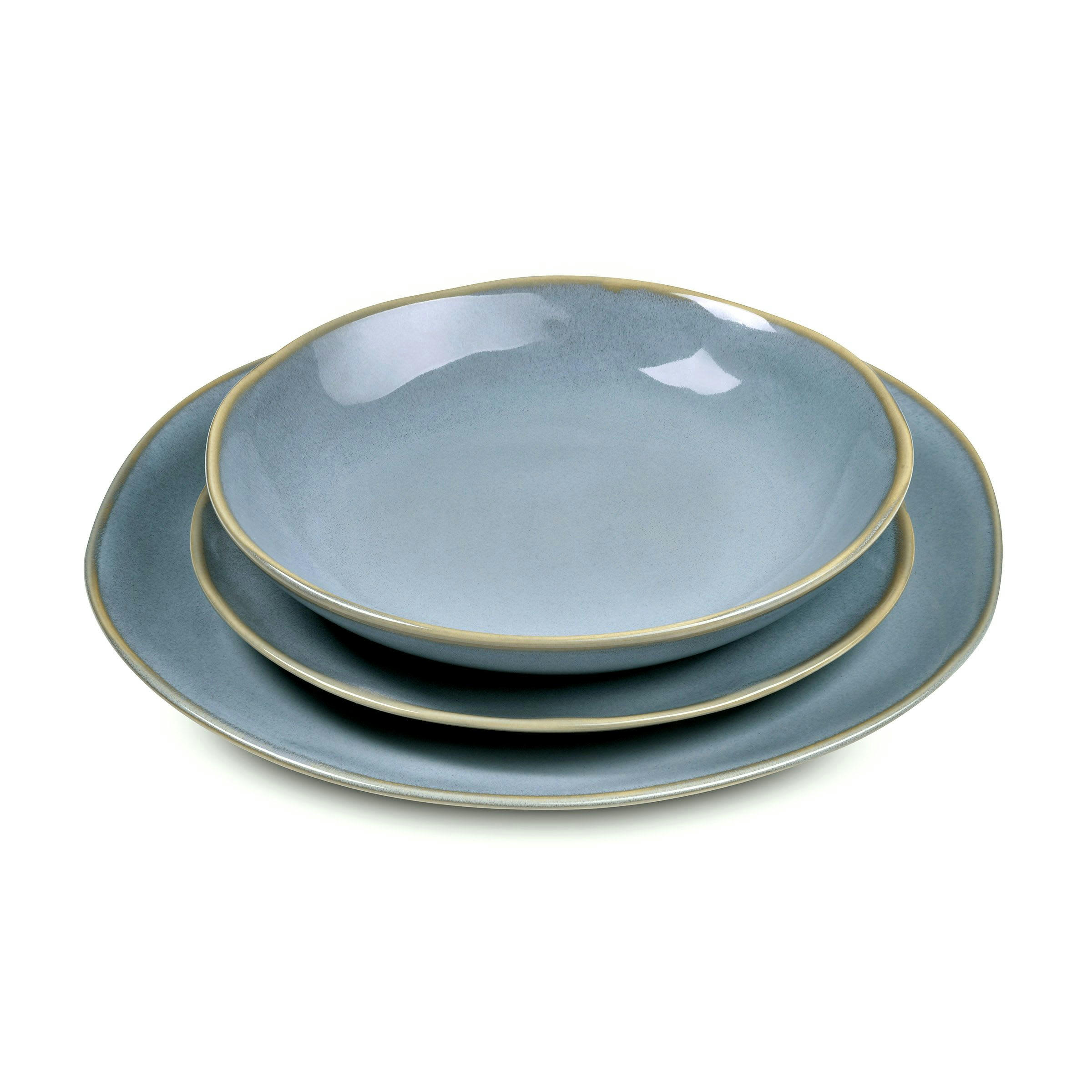 EGÉE - Service vaisselle en Grès Bleu ciel