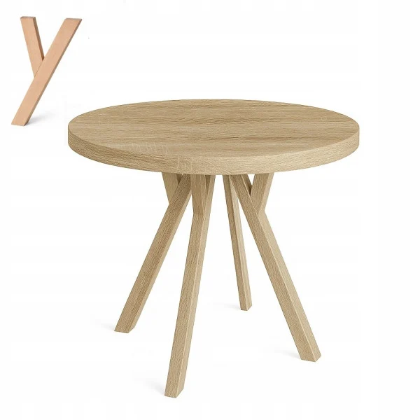 Stół ława okrągły 100 cm blat 3,6cm nogi Drewno Dąb Sonoma