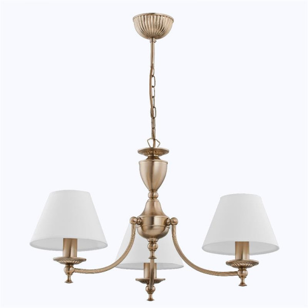 Lampa wisząca mosiężno-biała SOFIA 3xE14x10W wym: 64x40,8x40,8 cm Alfa
