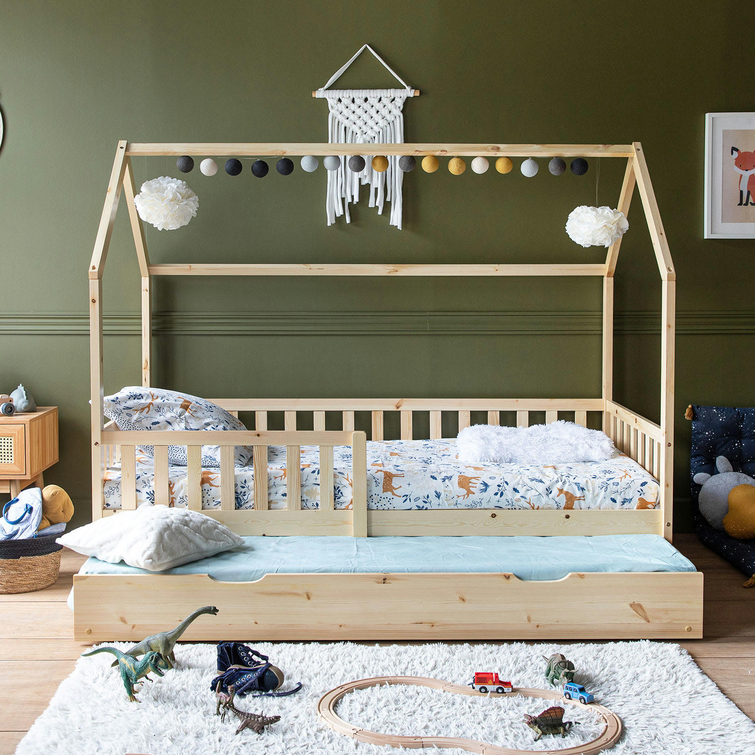 MARCEAU - Lit cabane gigogne pour enfant 190x90cm en bois