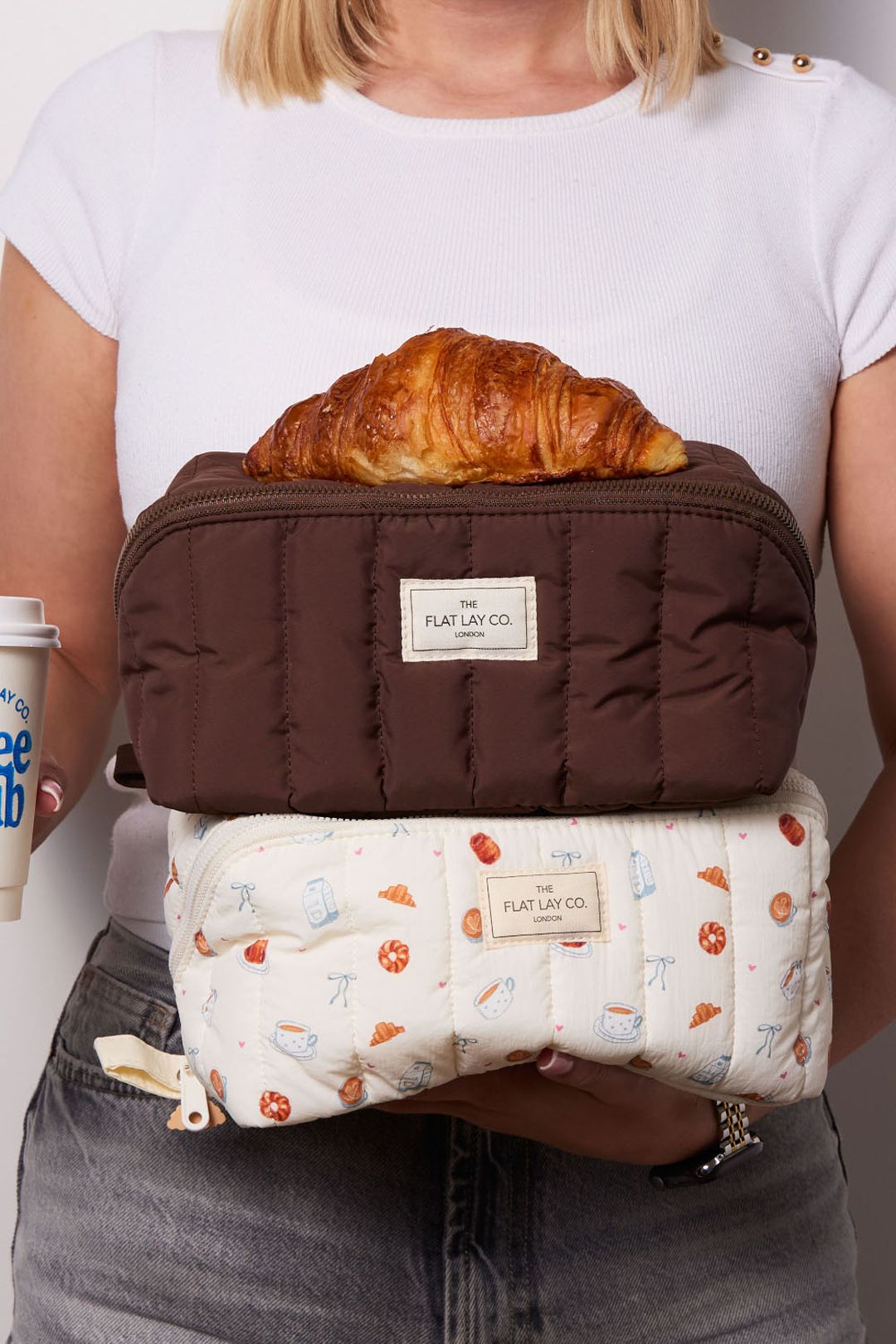 The Flat Lay Co Marshmallow Makeup Box Bag - Espresso