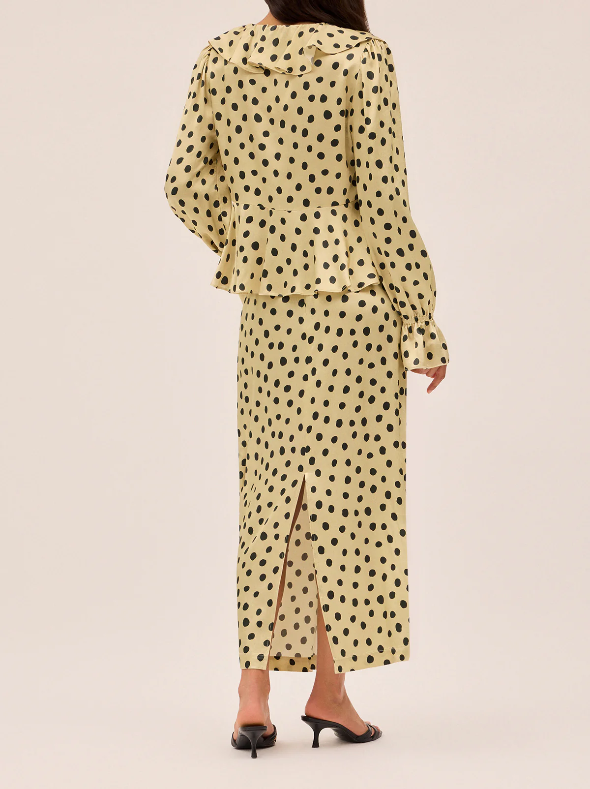 Laurel Butter Polka Dot Satin Skirt