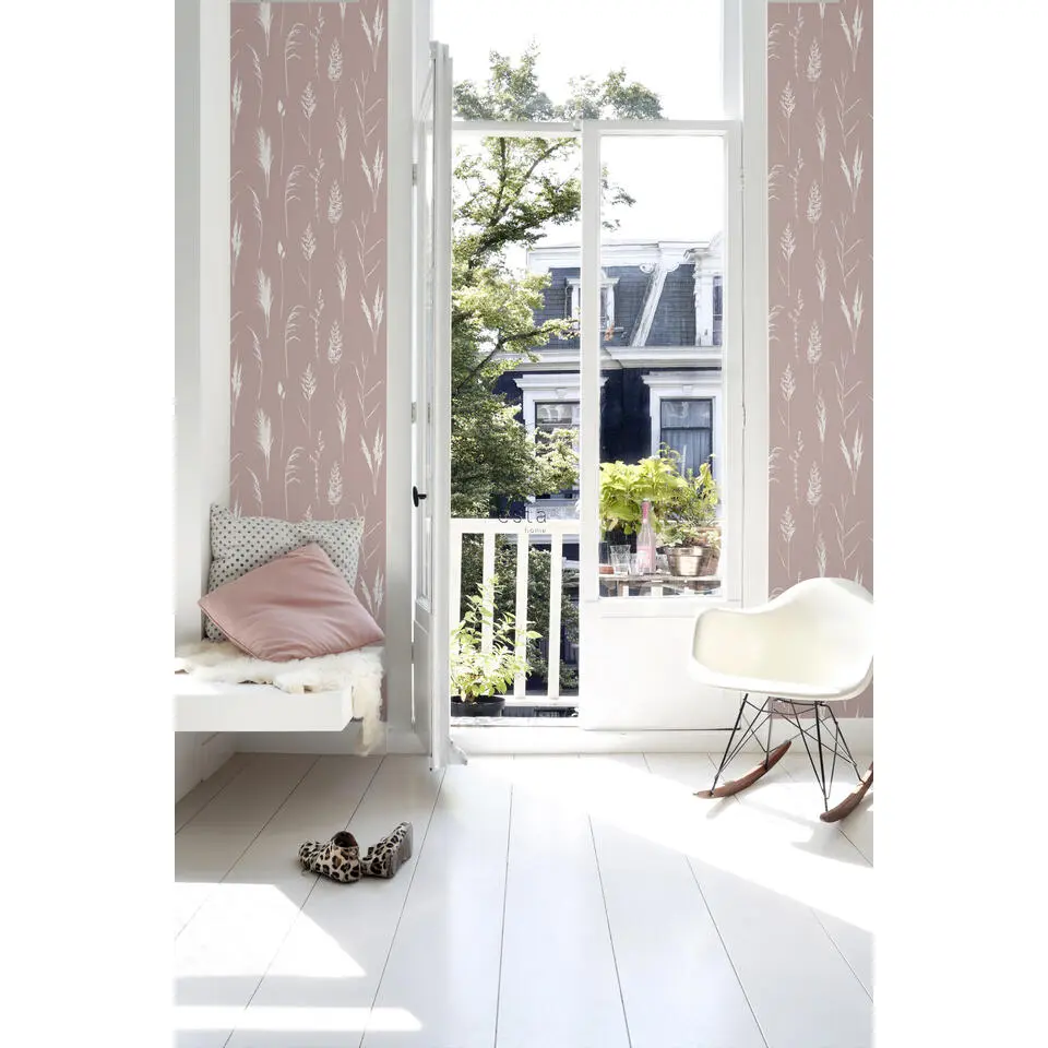 ESTAhome behang pampasgras pluimen oudroze - 50 x 900 cm