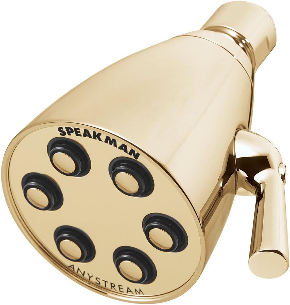 Speakman S-2252-PB Signature Brass Icon Anystream High Pressure Adjustable Shower Head, Polished Brass, 2.5 GPM
