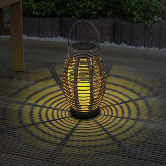 LED-Solarleuchte »Manila«, H: ca. 25 cm, oval, taupe, Flackerlicht