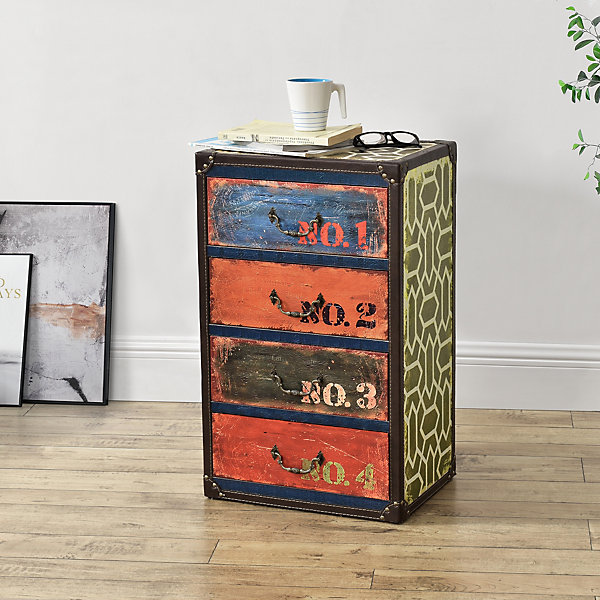 Commode Goslar avec 4 Tiroirs 66 x 40 x 30 cm Multicolore en.casa