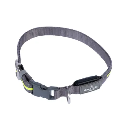Nomad Tales Spirit USB LED Nylon Collar - Neon Yellow & Grey