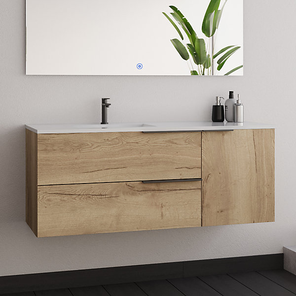 Meuble de salle de bain vasque déportée - KING et miroir Led STAM - 120cm