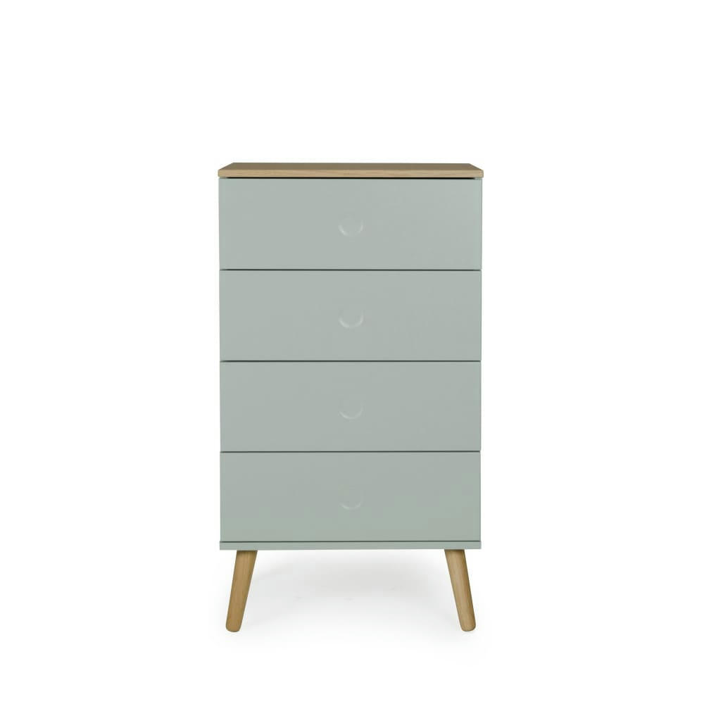 DOT - Petit meuble de rangement en bois 4 tiroirs H98cm vert d'eau