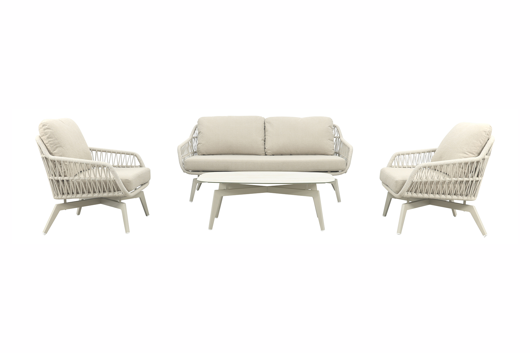 VDG Hadassa stoel-bank loungeset (4-delig) - Rope Zand