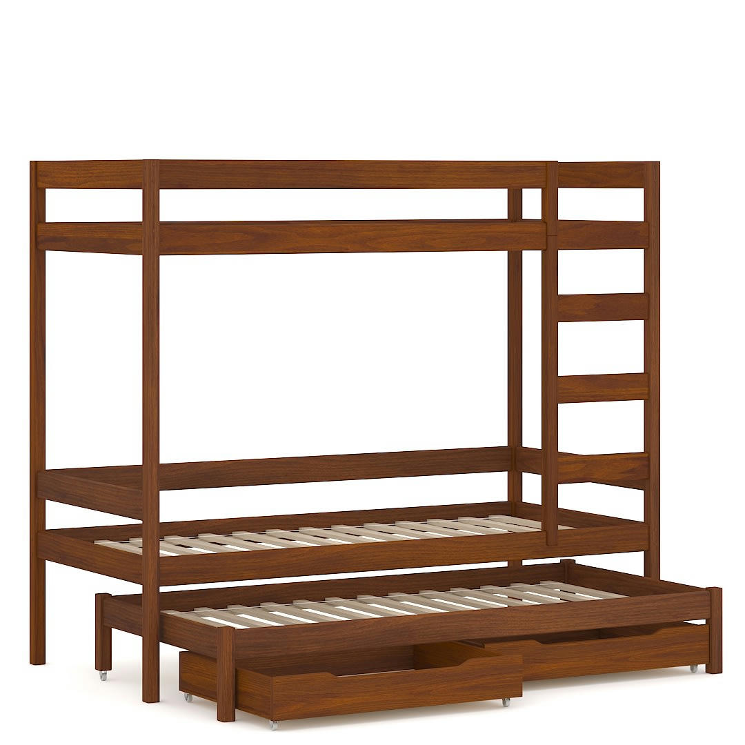 - Lit superposé en pin massif 180x80 palissandre