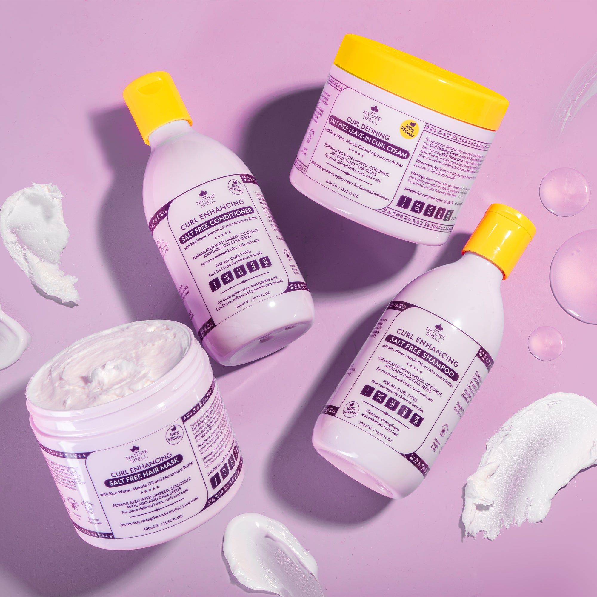 Nature Spell Curl Enhancing Haircare Collection - Shampoo, Conditioner, Hair