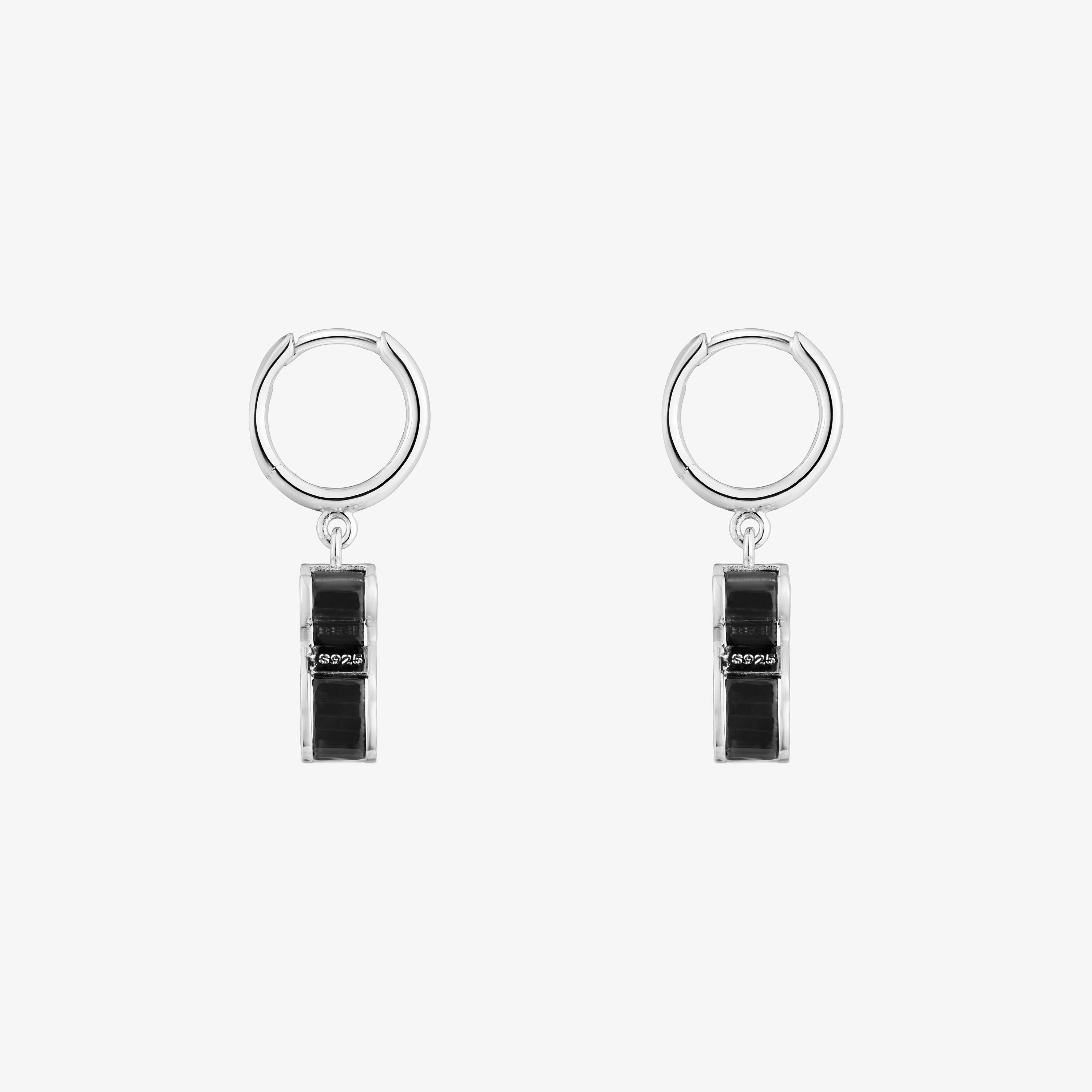 Pendientes aro de plata y metacrilato negro Galaxy