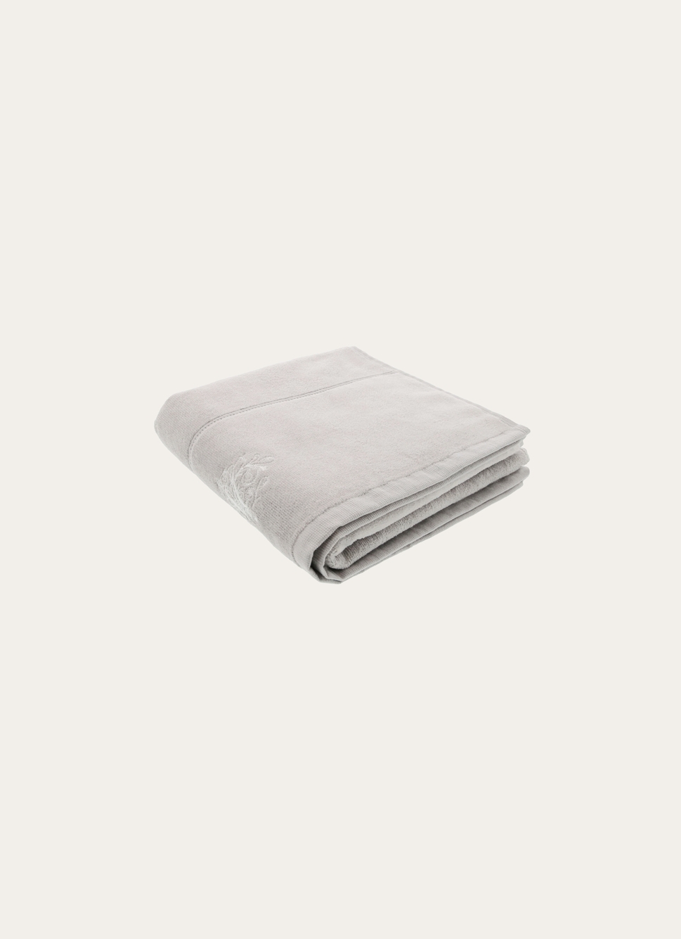 DRAP DE BAIN VELOURS EN COTON BRODERIE 500GR GRIS PERLE