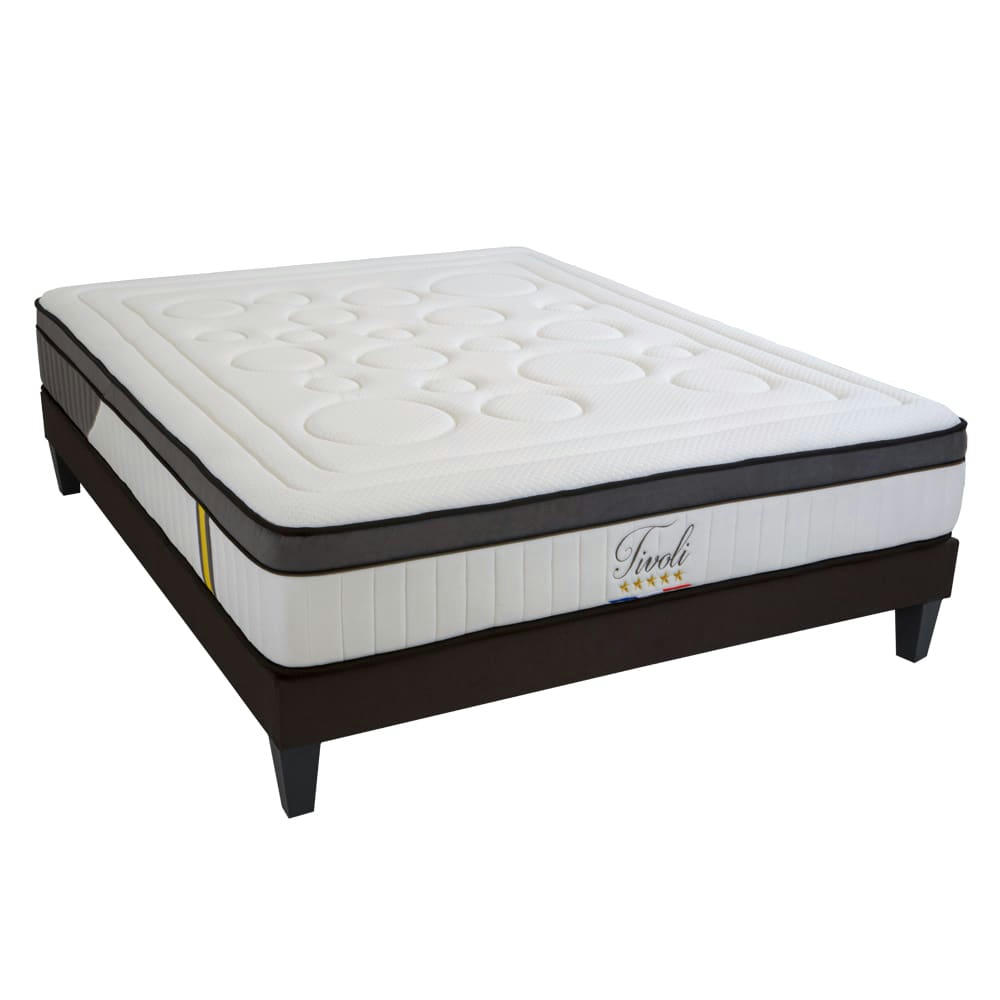 TIVOLI - Pack  140x190  Matelas + Sommier Bois + Alèse anti punaise