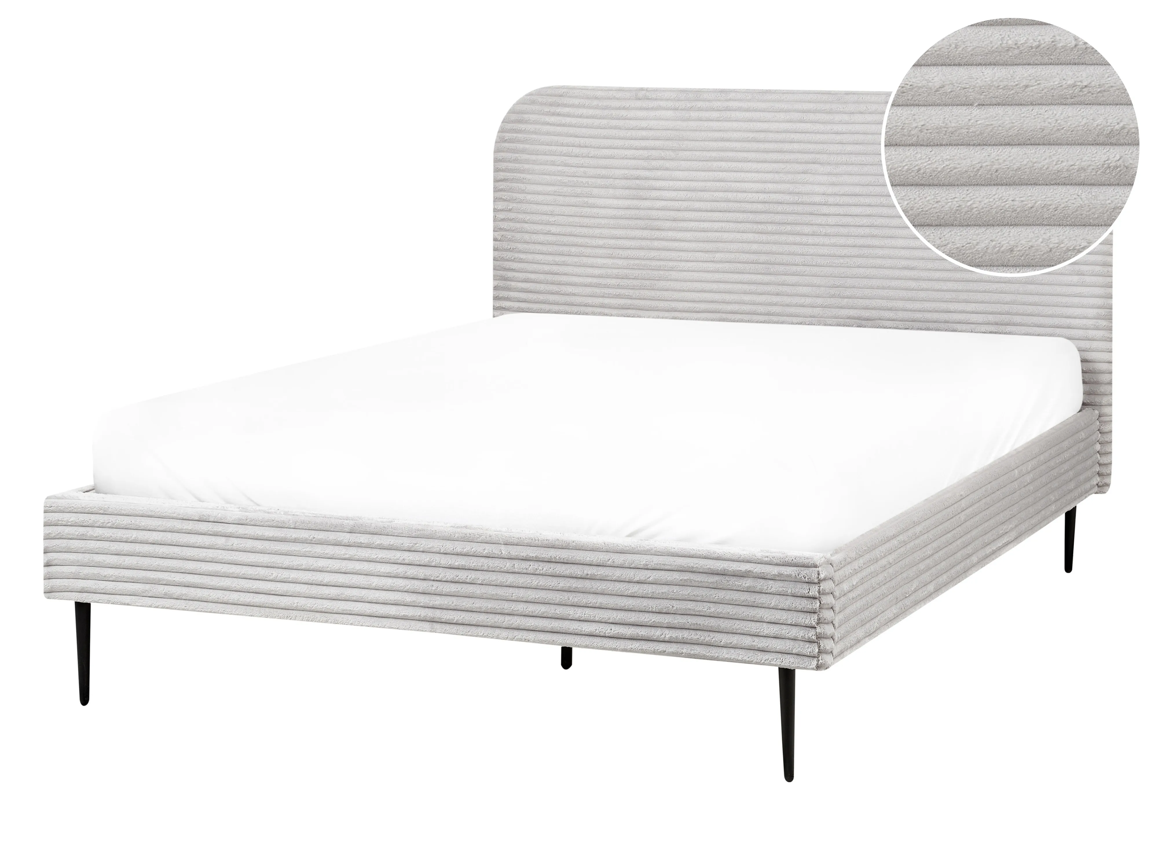 Bed Corduroy FLAYAT 140 x 200 cm (EU Double) Light Grey