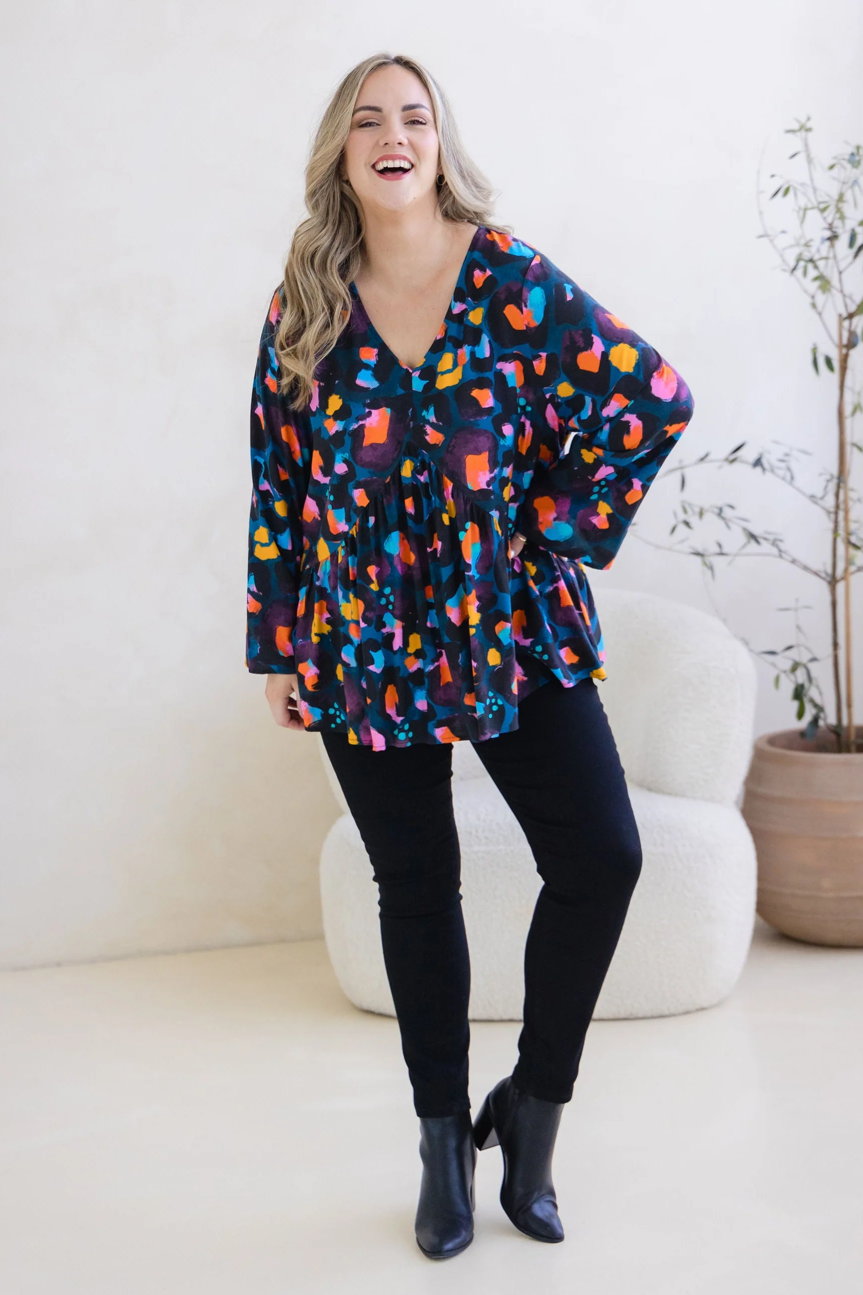 Long Sleeve Peak Top in Verona by Kasey Rainbow