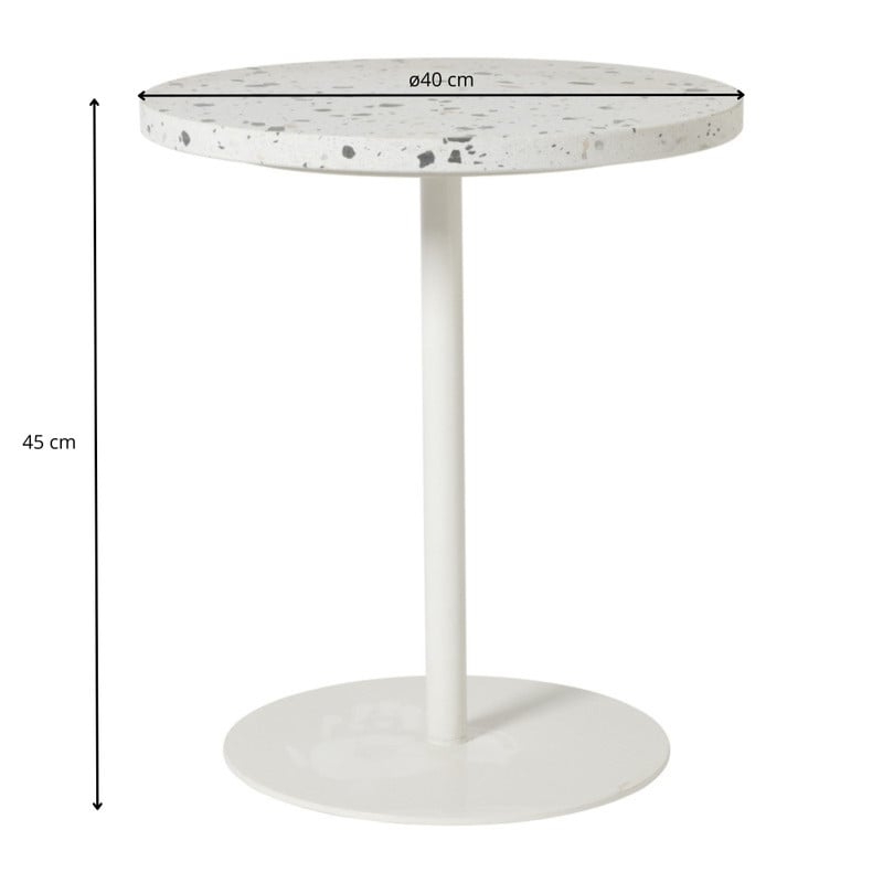 Bijzettafel Terrazzo - wit - &Oslash;40x45 cm