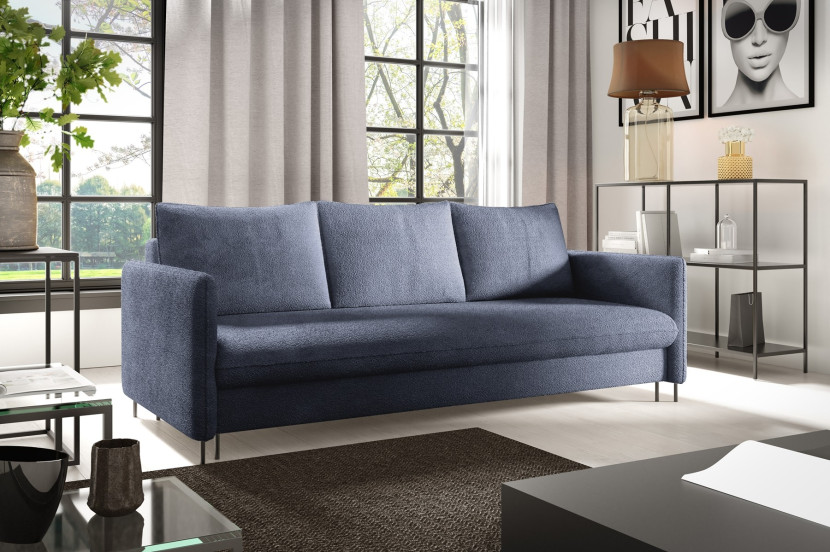 Trzyosobowa sofa BELIS BOUCLE granatowa z funkcją spania