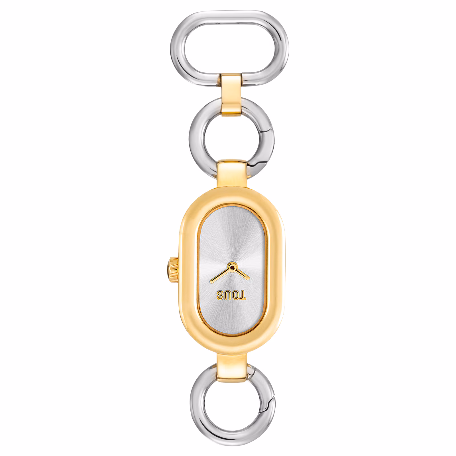 Broche/Reloj analógico en acero y acero en color dorado HOLD OVAL