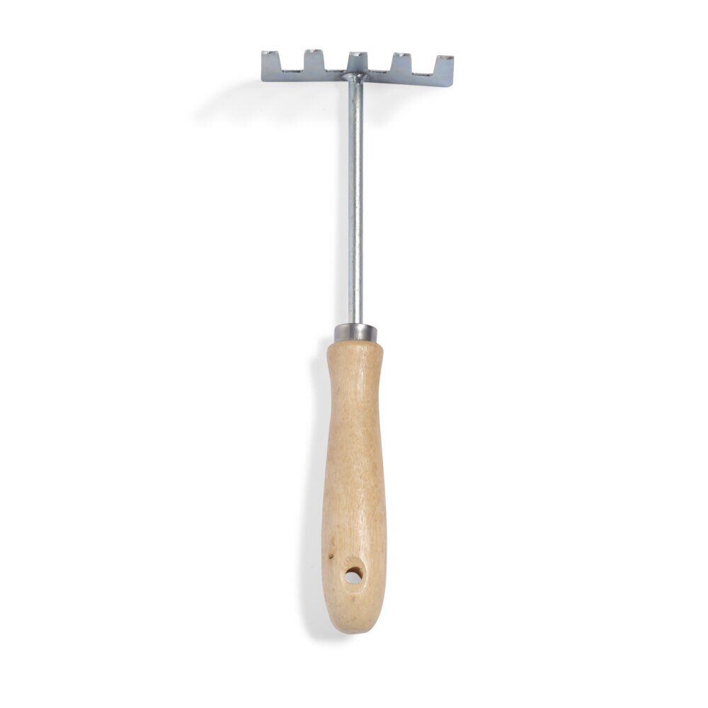 Râteau à fleurs 5 dents métal manche bois L26.5cm