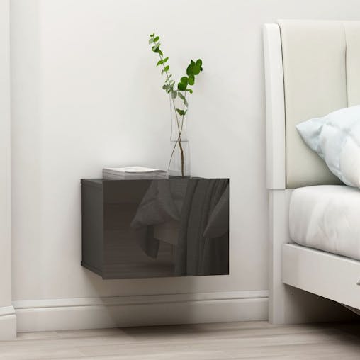 NNEVL Bedside Cabinet High Gloss Grey 40x30x30 cm Chipboard
