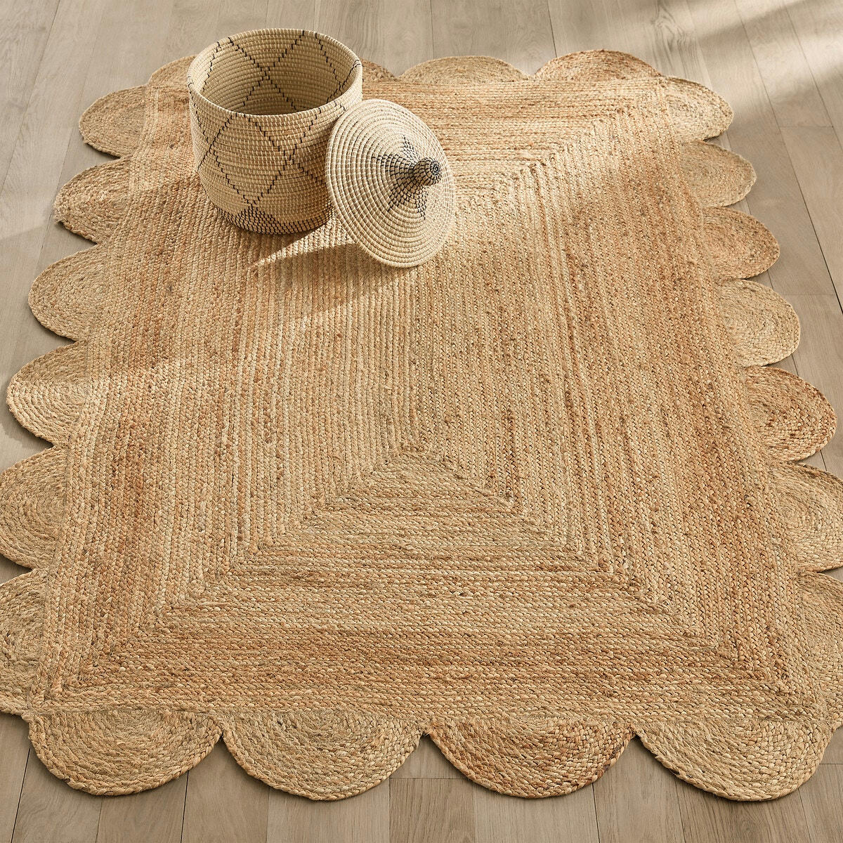 Tapis rectangulaire en jute, tressé main, Hempy