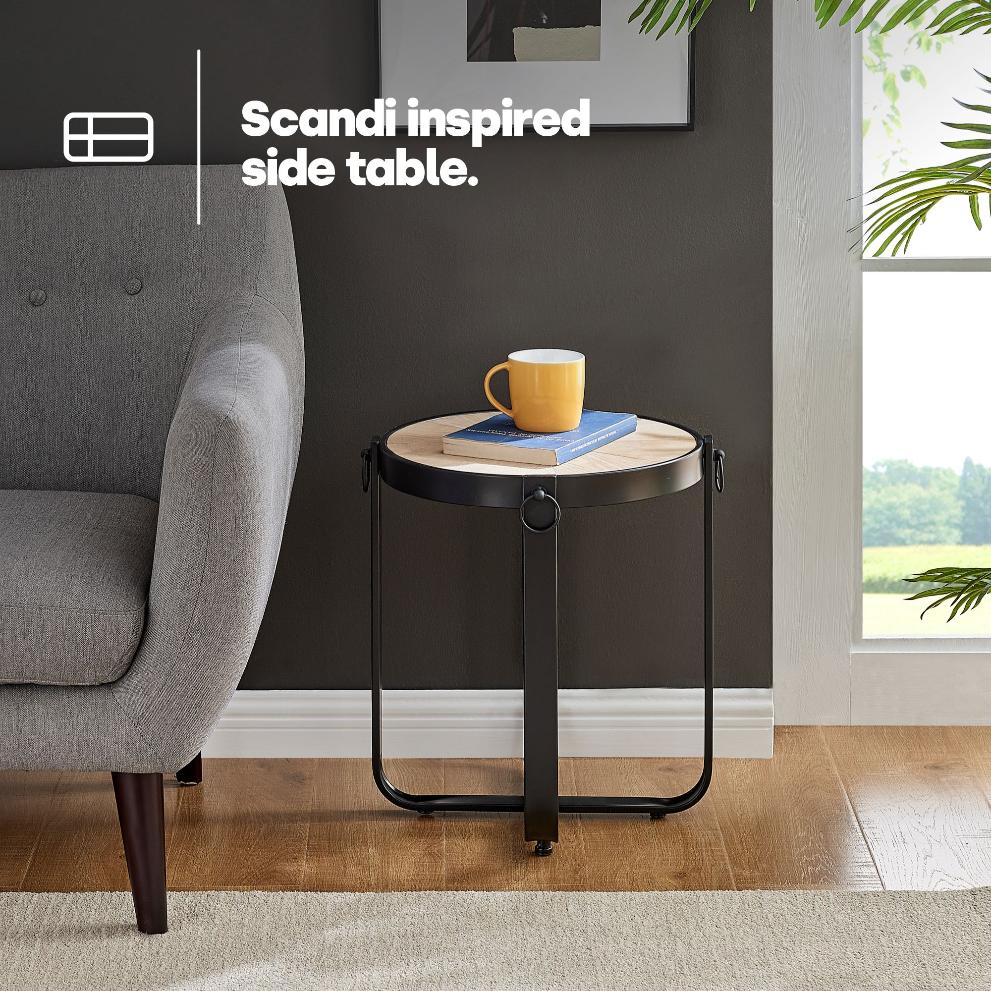 LIVIVO Kori Wood/Metal Round Side Table