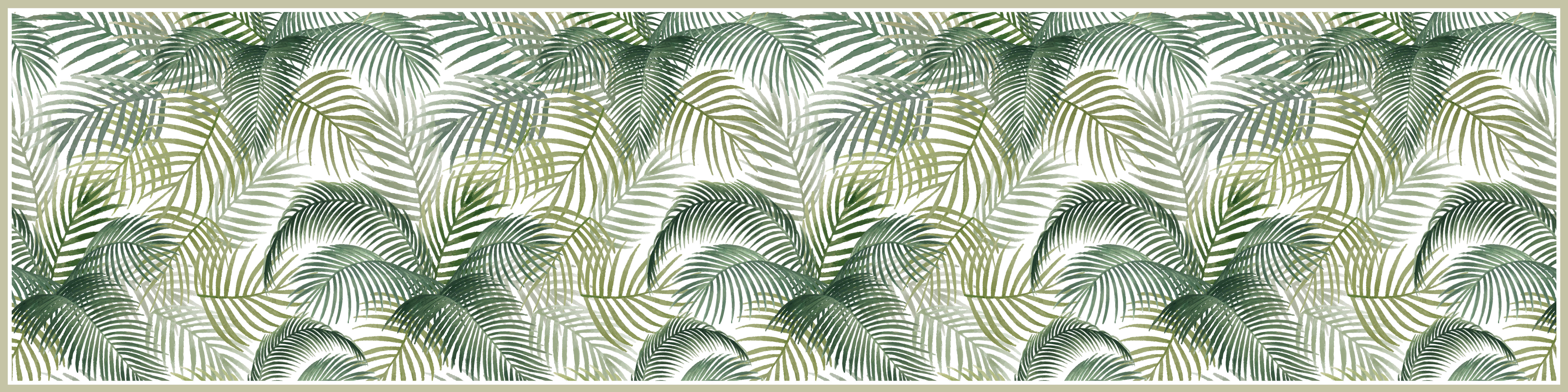 TROPICALWATERCOLOR - Tapis en vinyl aquarelle tropicale vert 48x198 cm