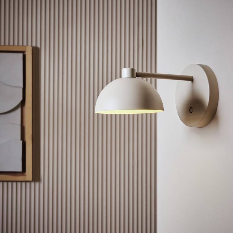 Habitat Steel Rechargeable Mushroom Wall Light - Taupe