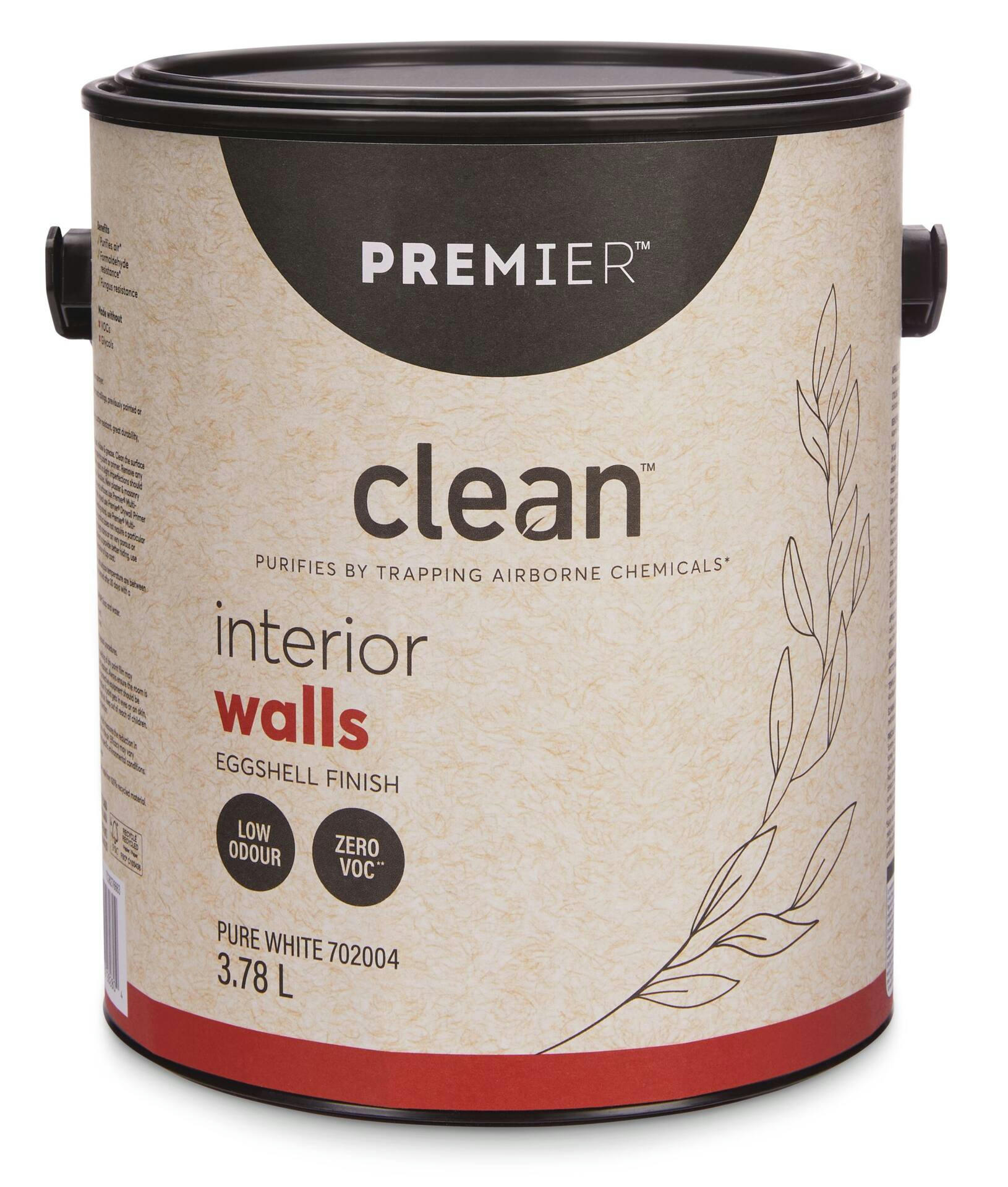 Premier Clean™ Interior Walls Paint, Eggshell, White, 1-Gal
