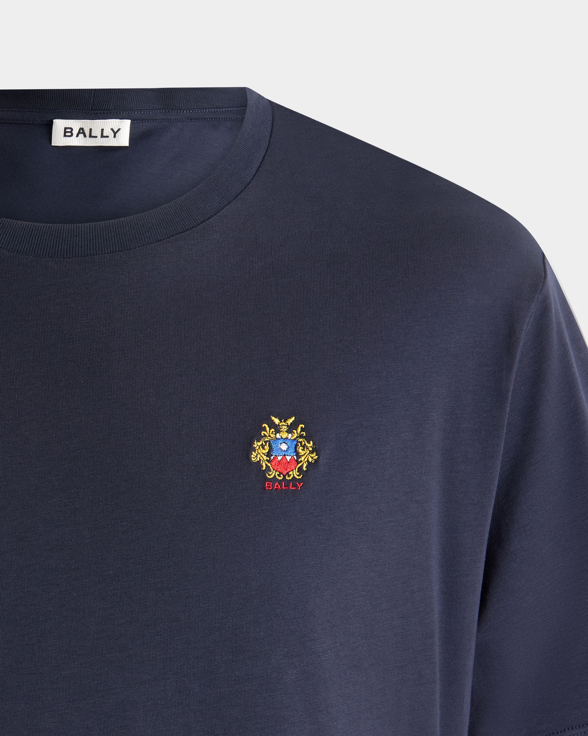 T-Shirt Aus Baumwolle In Navy Blue Mit Bally-Crest-Wappen
