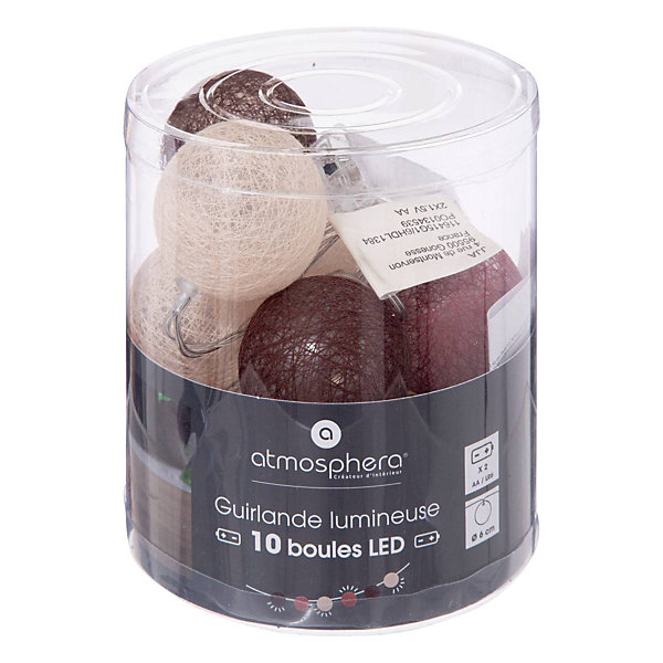 Guirlande Led pile 10 boules Dune D6 - Atmosphera