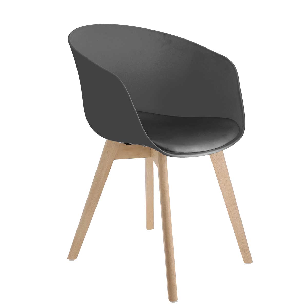 Cadeira EMMA cinza com pernas em madeira