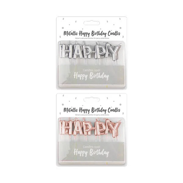 Metallic Happy Birthday Candles