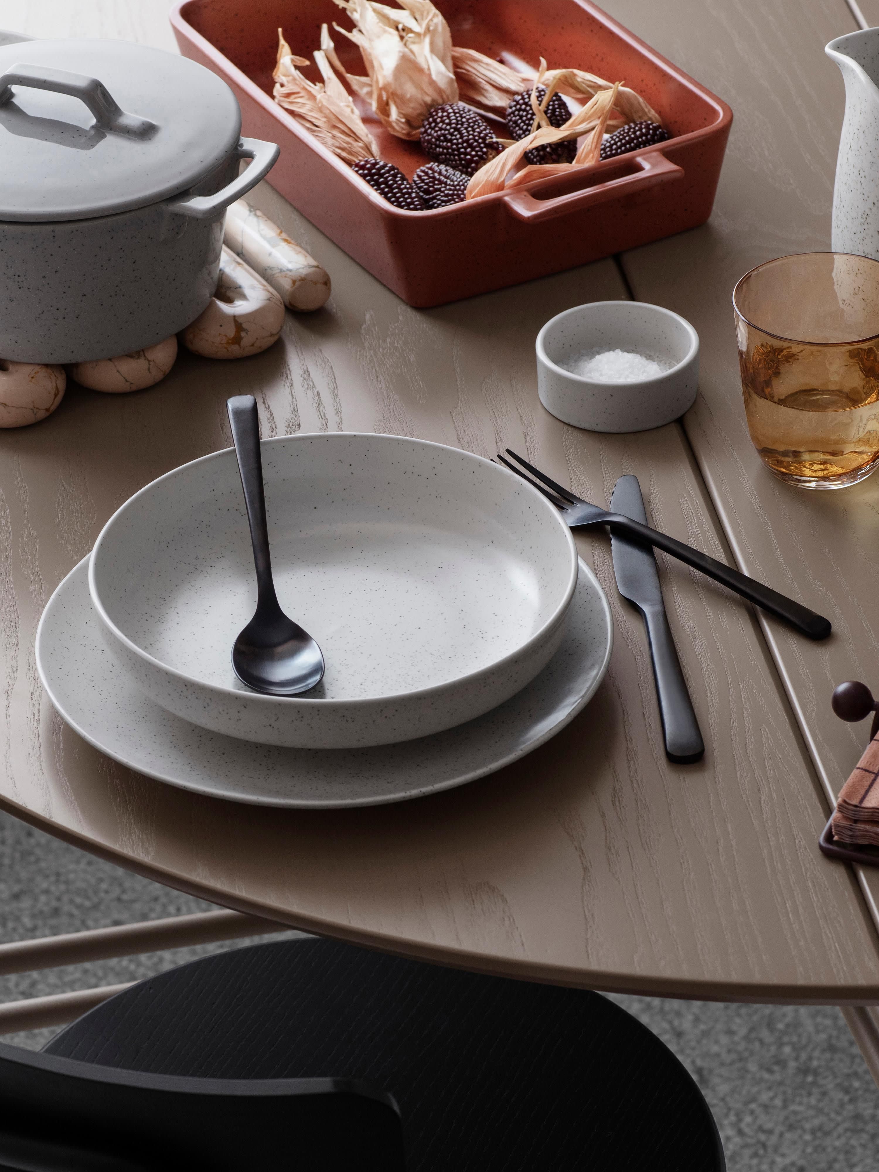 Handgefertigte Speiseteller Nordic Vanilla, 4er-Set